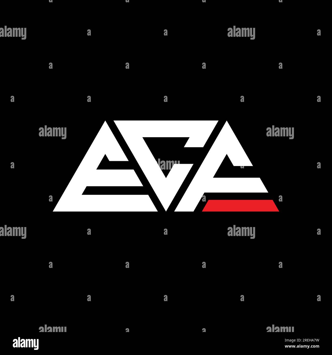 ECF triangle letter logo design with triangle shape. ECF triangle logo