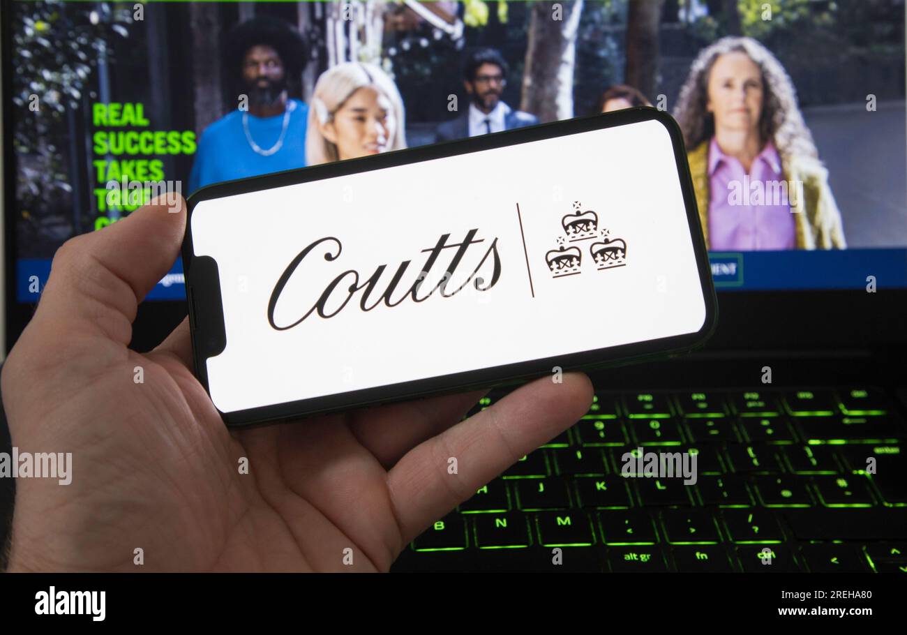 Coutts Bank mobile phone app on iphone Stock Photo