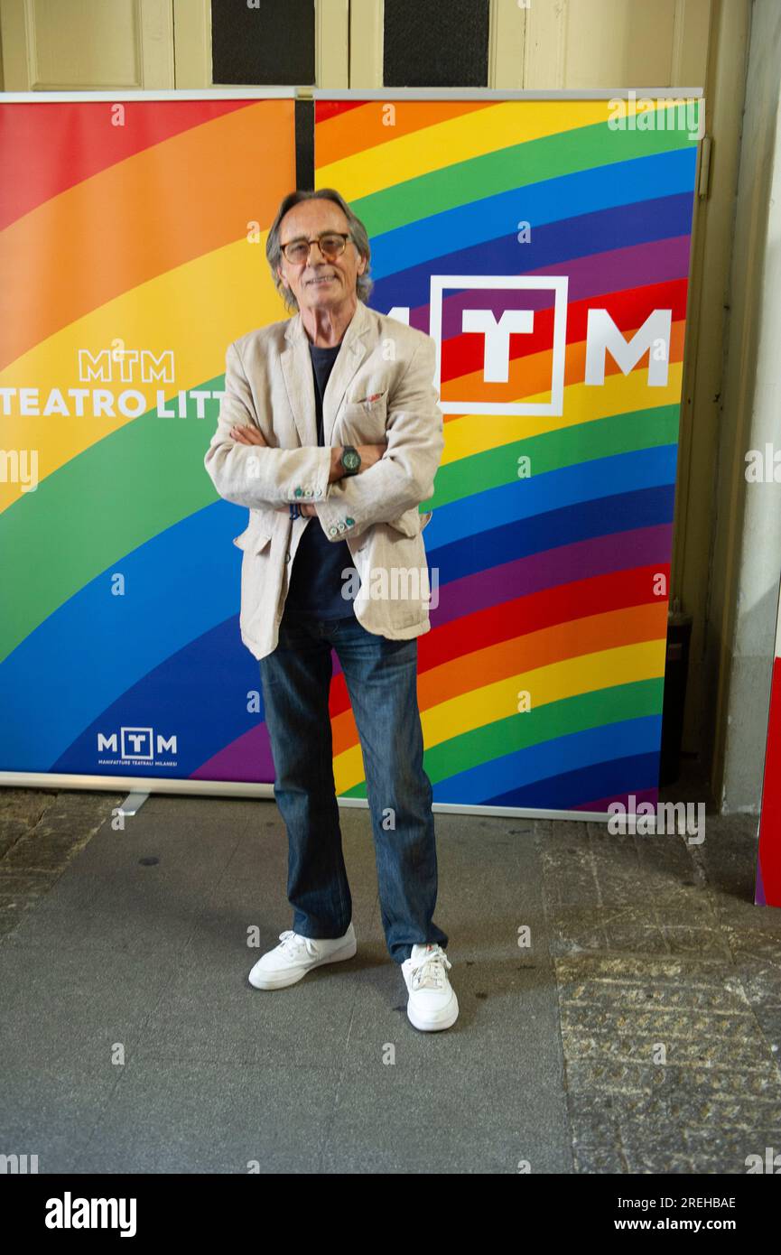 2023 july 4 - Italy, Lombardy, Milan, MTM Theater photocall to Italian theater actors at the presentation of the 2023/24 Serendipity season.. In the p Stock Photo
