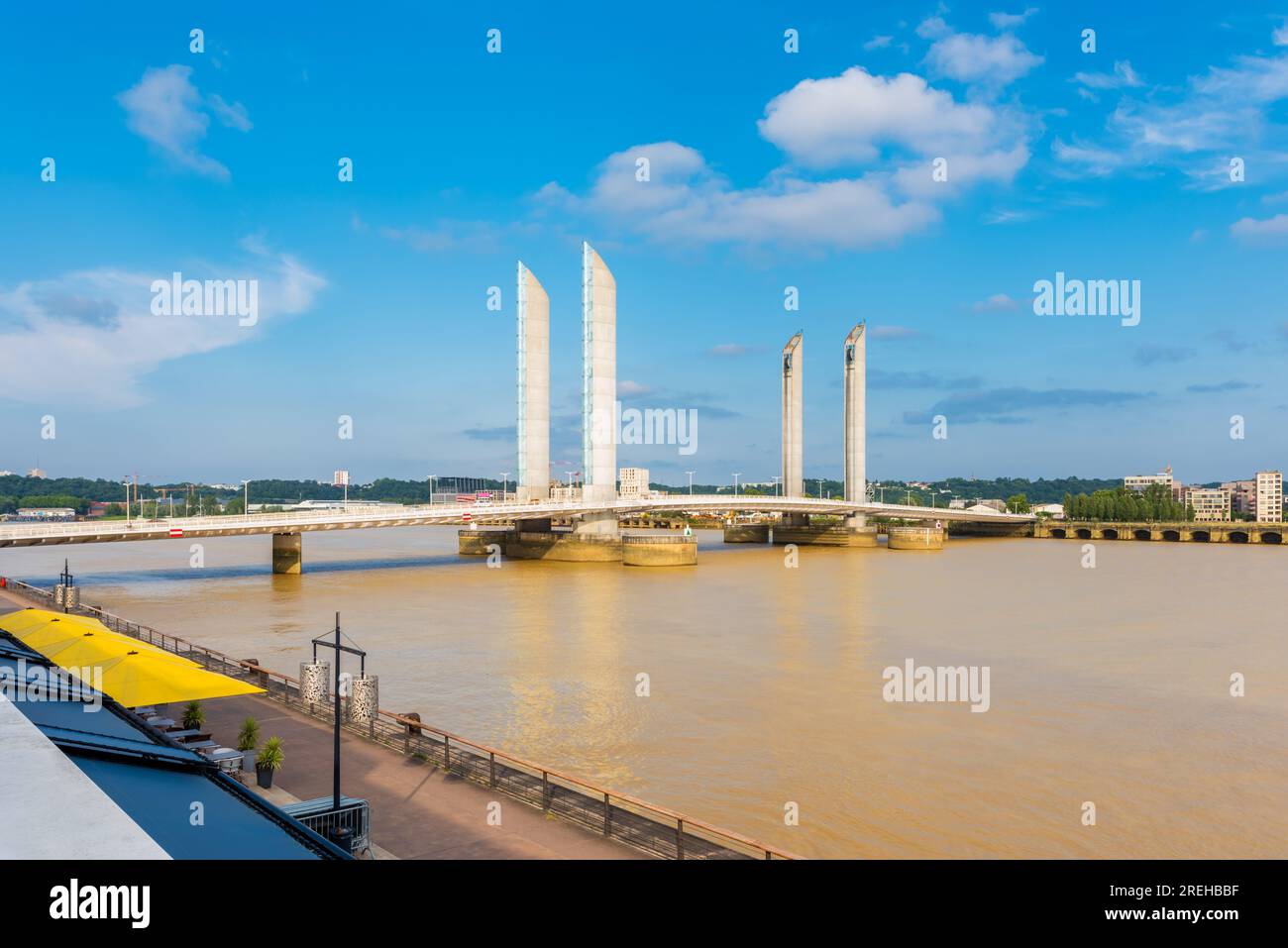 Modern Lift Bridge in Bordeaux France Stock Photo