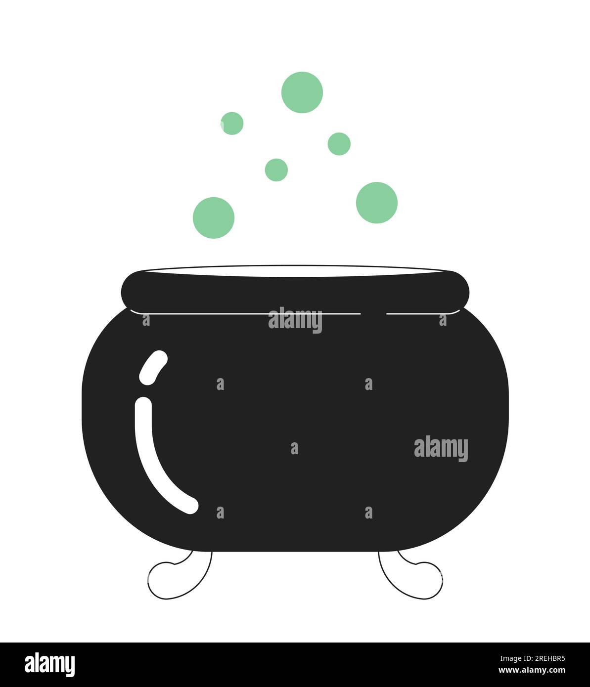 Witches brew in cauldron monochrome flat vector object Stock Vector