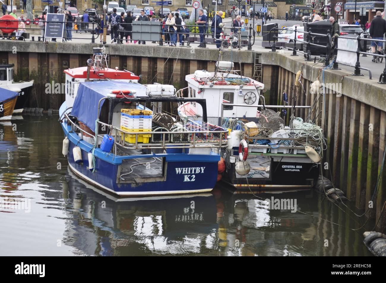 Crab fishing boats at  Whitby, Yorkshire, England, UK. Stock Photo