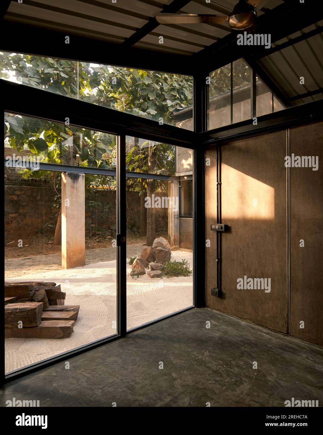 Interior view. Farm8, New Delhi, India. Architect:  Studio array , 2023. Stock Photo