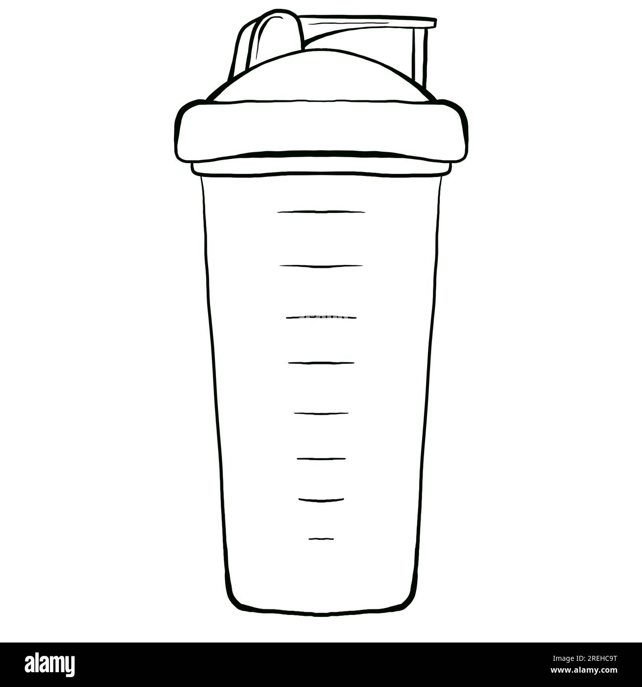 Graphic silhouette shaker for sports nutrition. Hand drawn illustration
