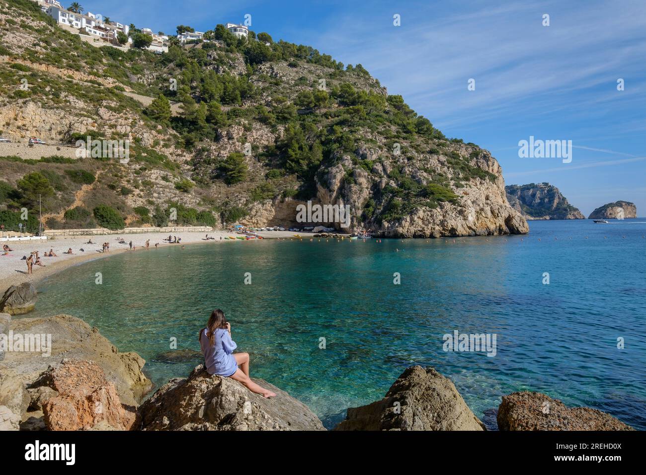 Spanien, Costa Blanca, Alicante, Javea, Strand Playa Granadella  *** Spain, Costa Blanca, Alicante, Javea, Beach of Playa Granadella Alicante  Spain Stock Photo