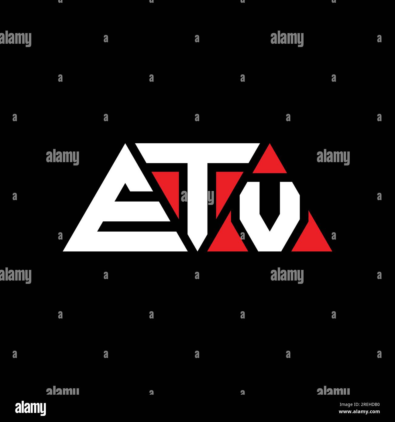 ETV triangle letter logo design with triangle shape. ETV triangle logo