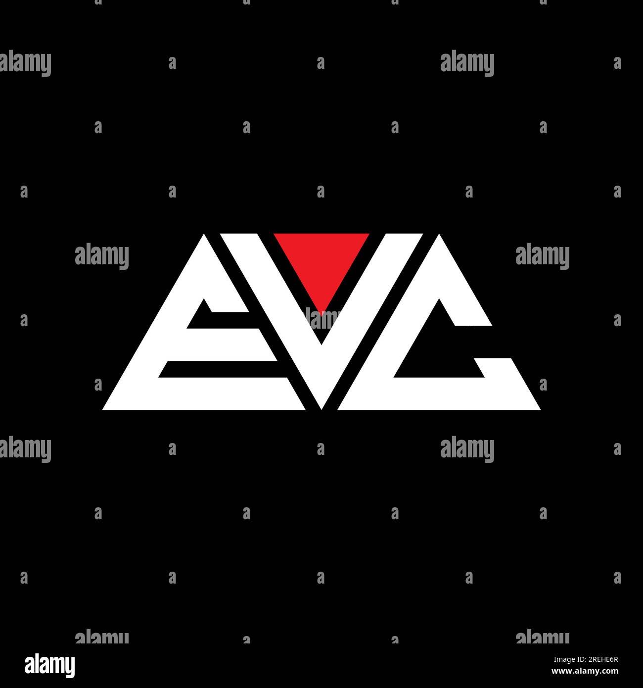 EVC triangle letter logo design with triangle shape. EVC triangle logo