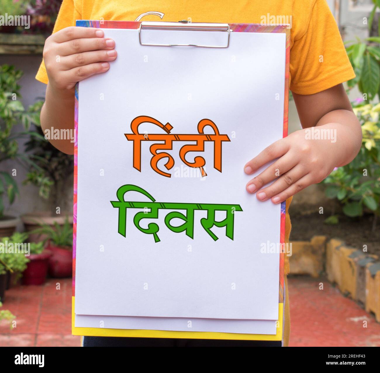 Hindi Diwas means Hindi Language Day word or text written on white