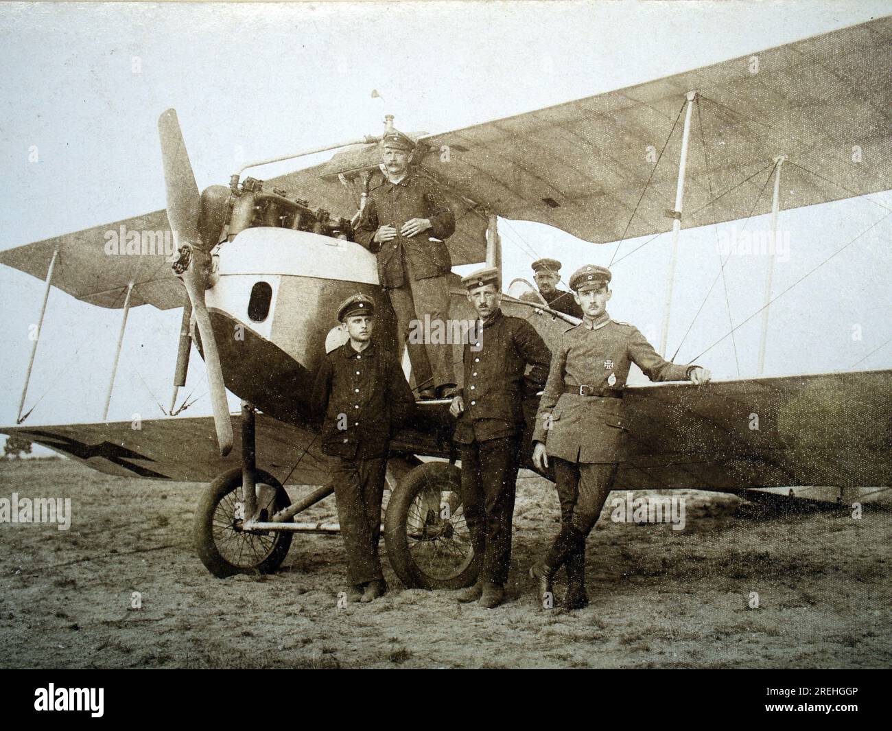 aviatik world war german air force Flieger weltkrieg Doppeldecker Pilot Stock Photo