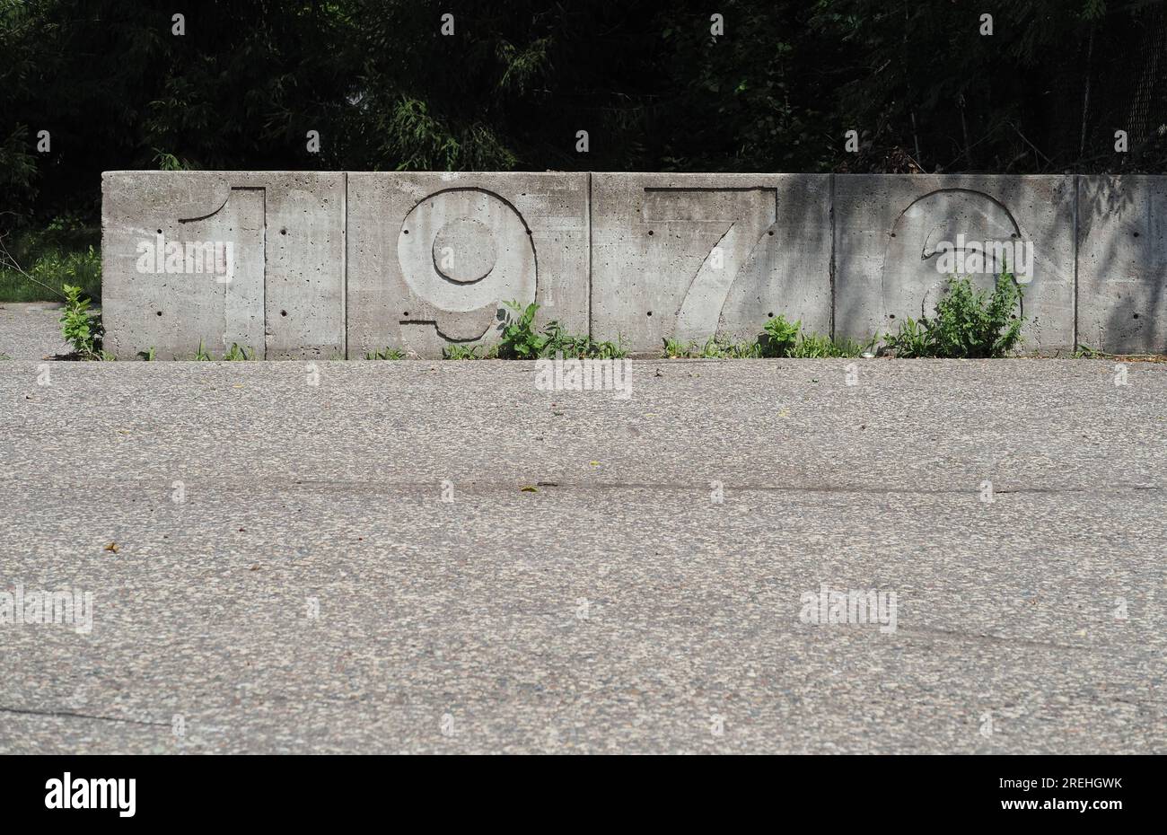 Concrete wall dated 1976 in Hudson, WI near Prospect Park (July 2023 Stock Photo Alamy