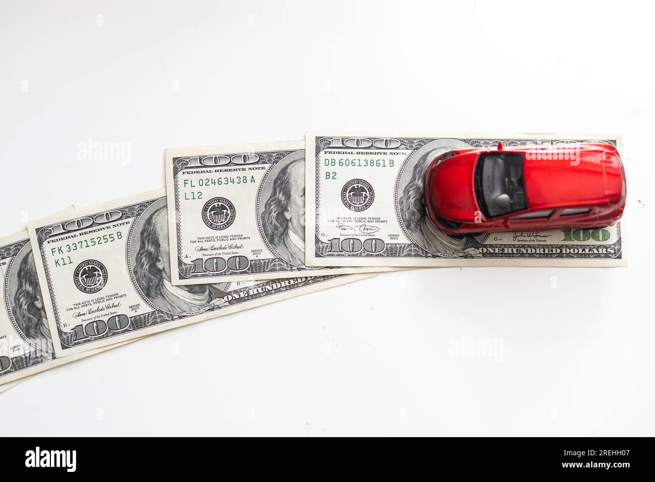 A close-up model of a beautiful sports car stands on a 100 American ...
