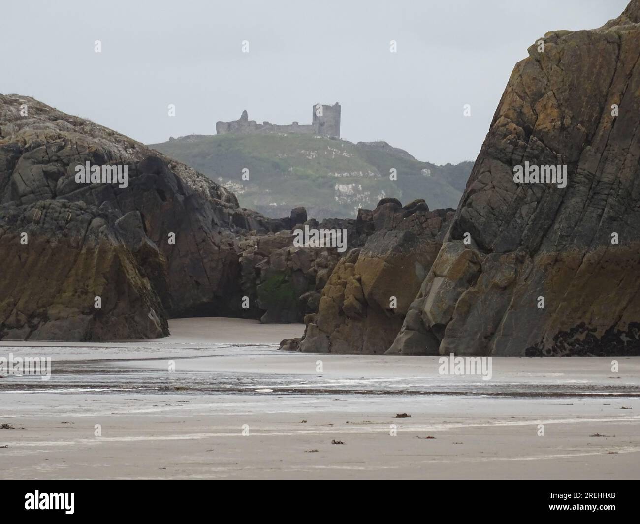 View of Criccieth Castle from Black Rock Sands Beach, Porthmadog ...