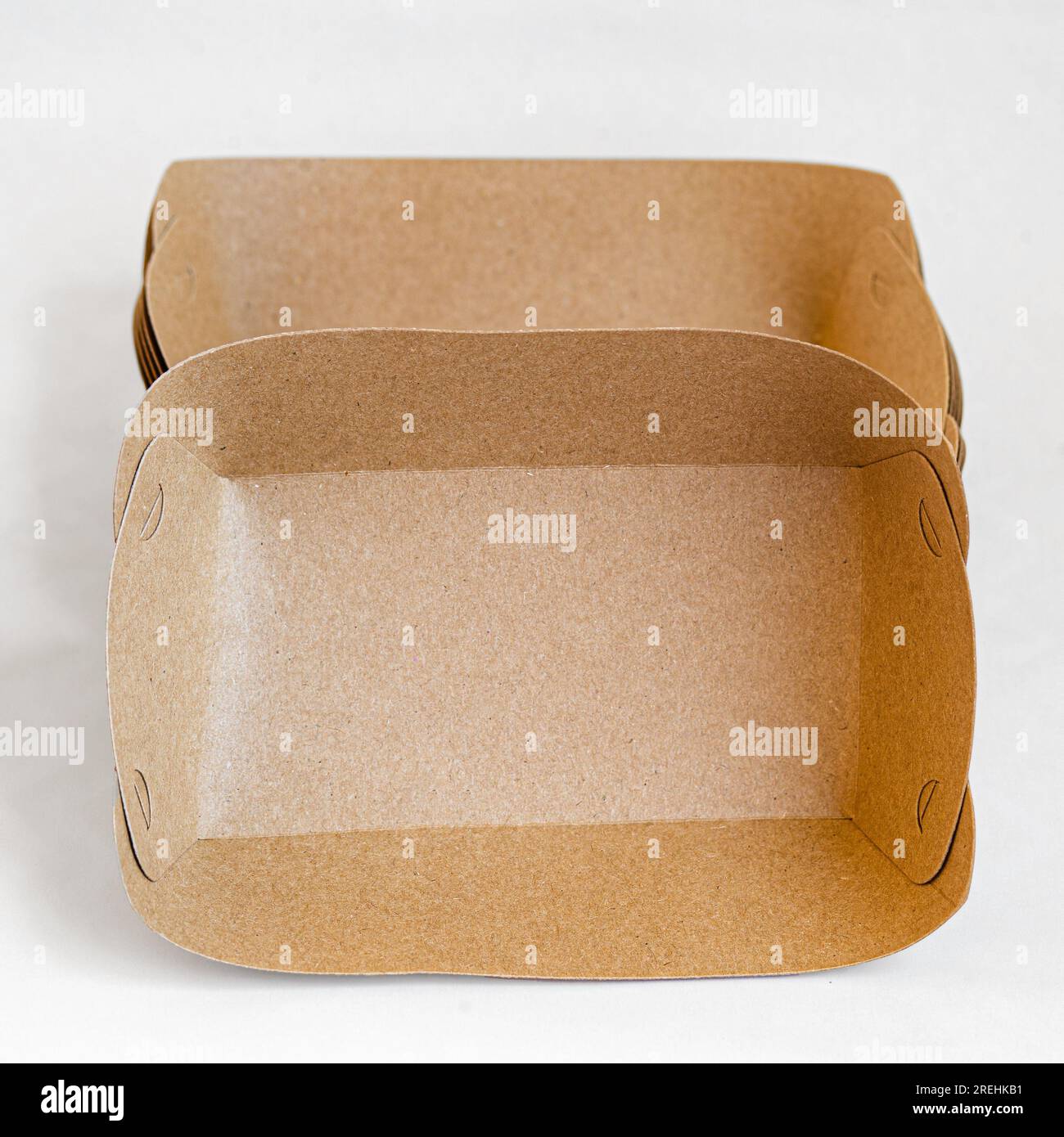 Craft paper packaging. Tray for takeaway food. Eco friendly craft