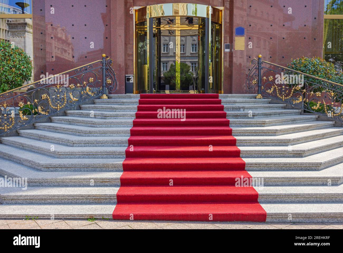 Red Carpet at Marble Stairs Entrance to Historic Hotel Building Stock Photo Alamy
