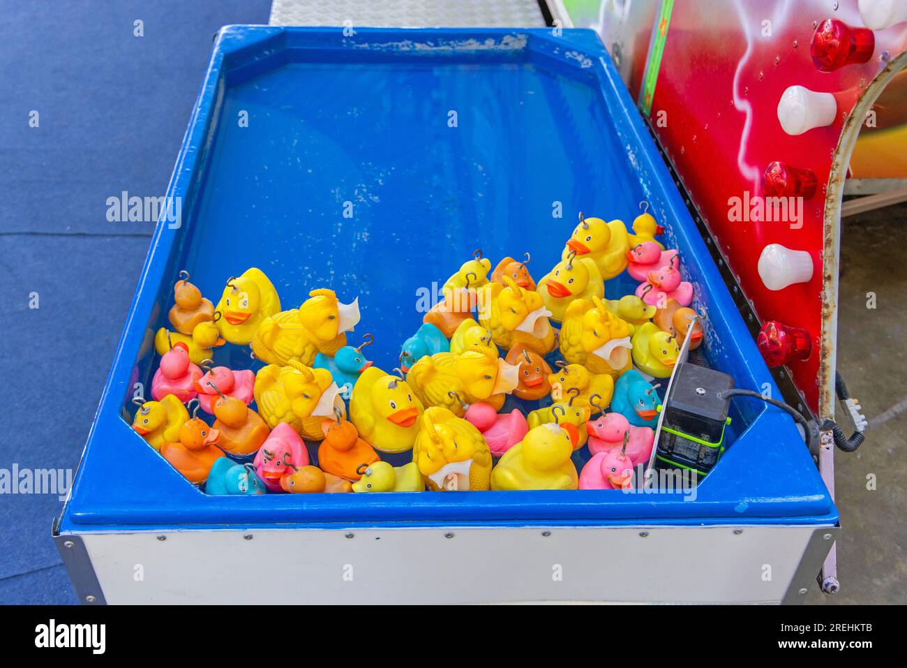 Yellow Rubber Ducks in Pool Amusement Park Fishing Game for Kids Stock  Photo - Alamy
