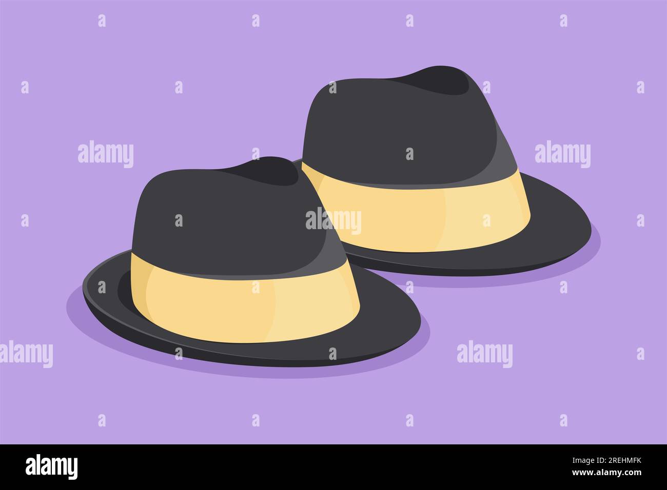 Cartoon flat style drawing beach hat panama icon, label, template