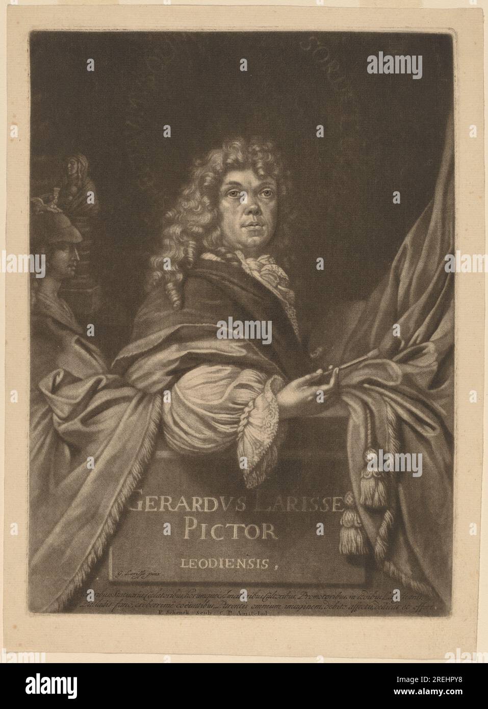 'Pieter Schenck I after Gerard de Lairesse, Gerard de Lairesse, mezzotint on laid paper, plate: 24.6 x 17.9 cm (9 11/16 x 7 1/16 in.) sheet: 27.1 x 19.9 cm (10 11/16 x 7 13/16 in.), Gift of John O'Brien, 1986.88.28' Stock Photo
