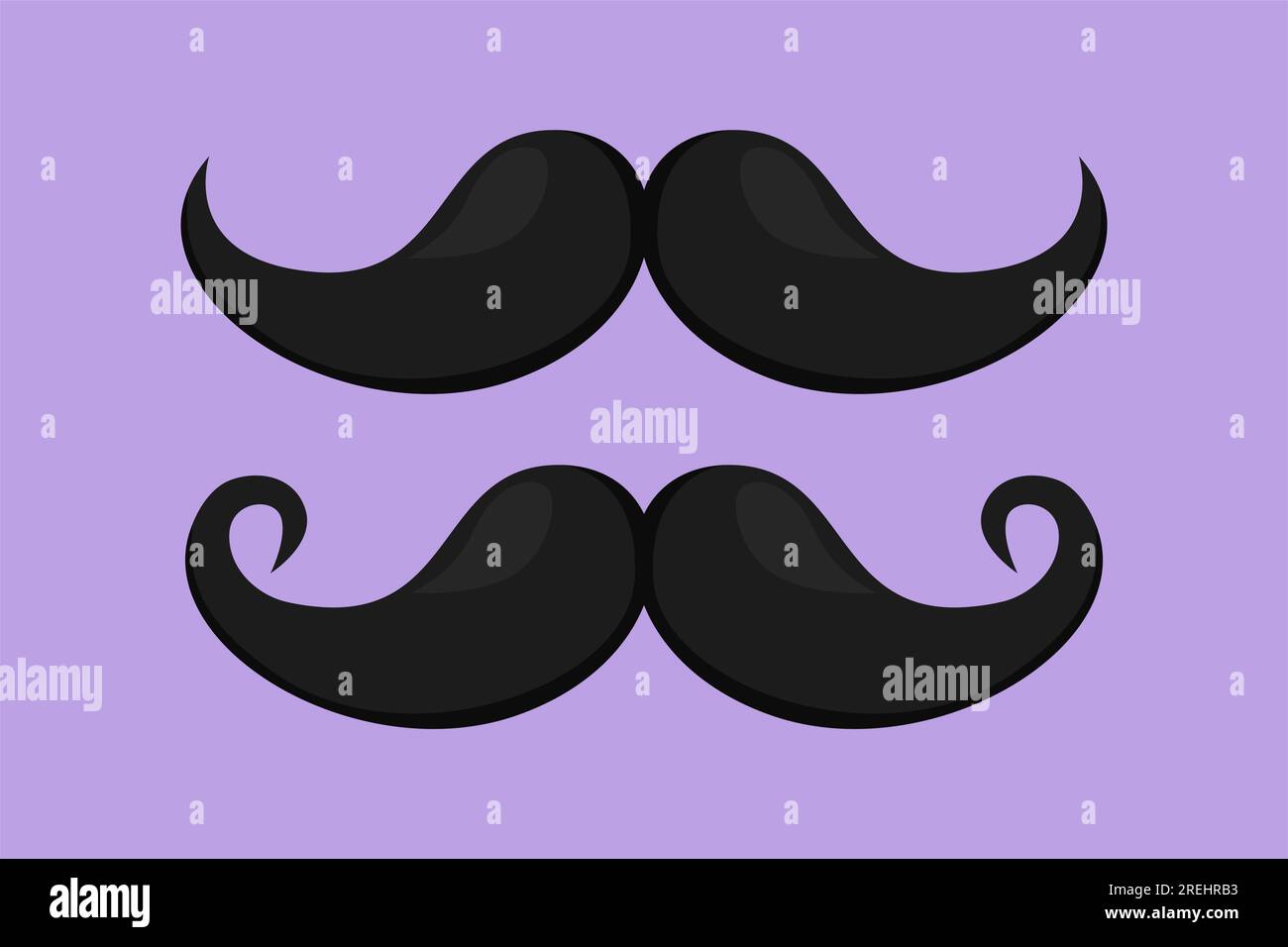 Character flat drawing old style mustaches logo, label, flyer, sticker, template. Stylized adult man moustaches icon. Mustache vintage facial. Symbol Stock Photo