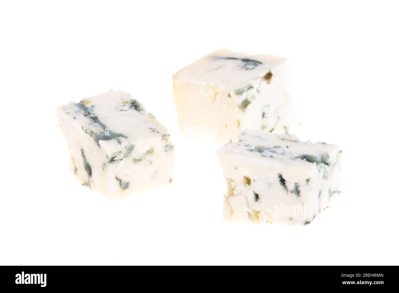 blue cheese cubes isolated on white background Stock Photo - Alamy