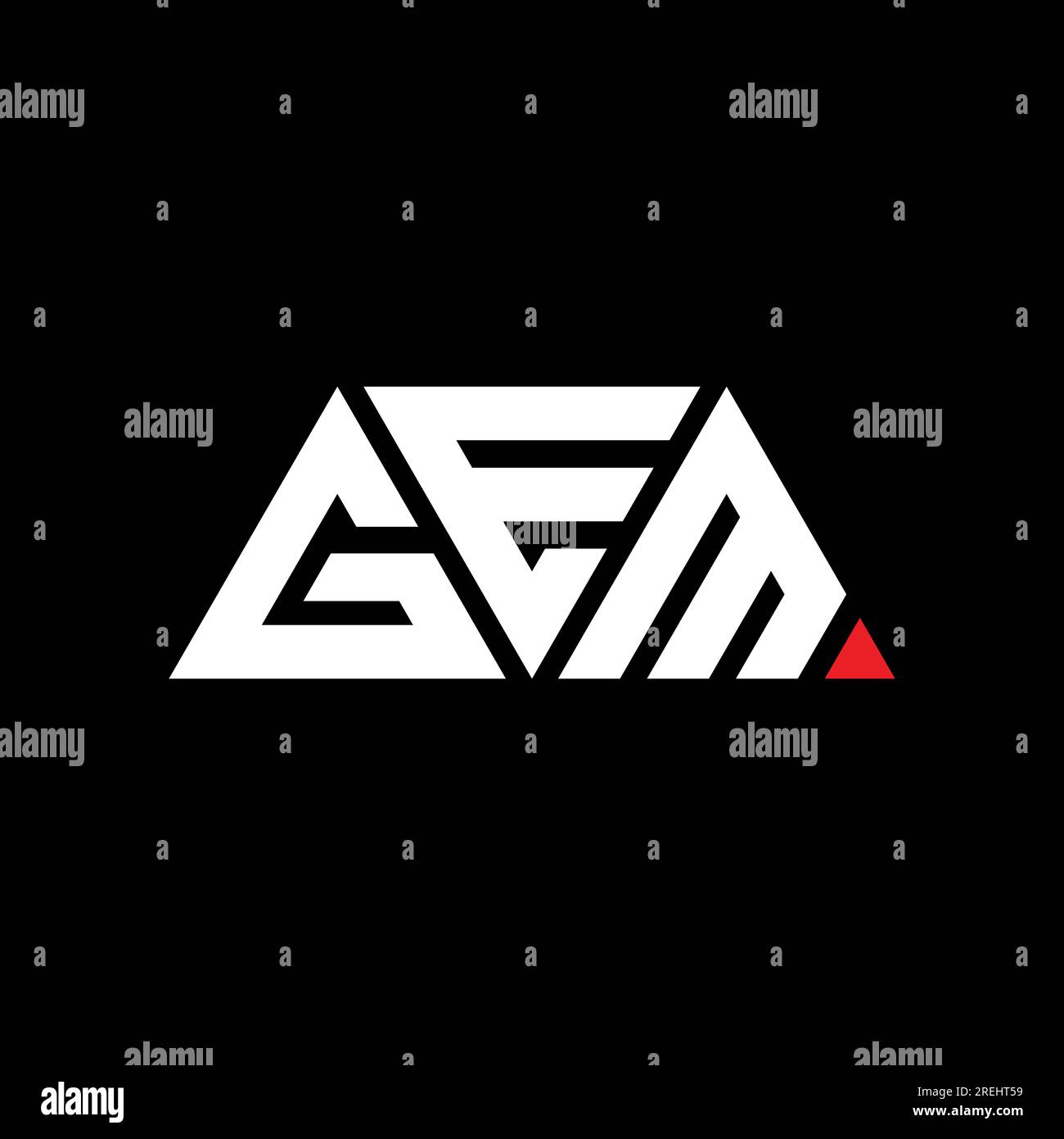 GEM triangle letter logo design with triangle shape. GEM triangle logo design monogram. GEM triangle vector logo template with red color. GEM triangul Stock Vector