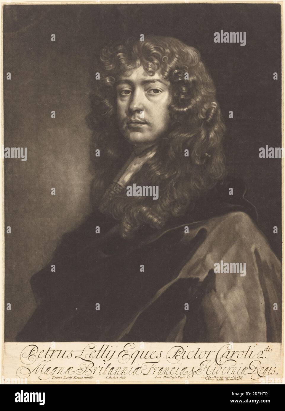"Isaak Beckett after Sir Peter Lely, Sir Peter Lely, 1680s, mezzotint on laid paper, plate: 33.8 x 24.8 cm (13 5/16 x 9 3/4 in.) sheet: 34 x 25.2 cm (13 3/8 x 9 15/16 in.), Ailsa Mellon Bruce Fund, 2002.8.4" Stock Photo