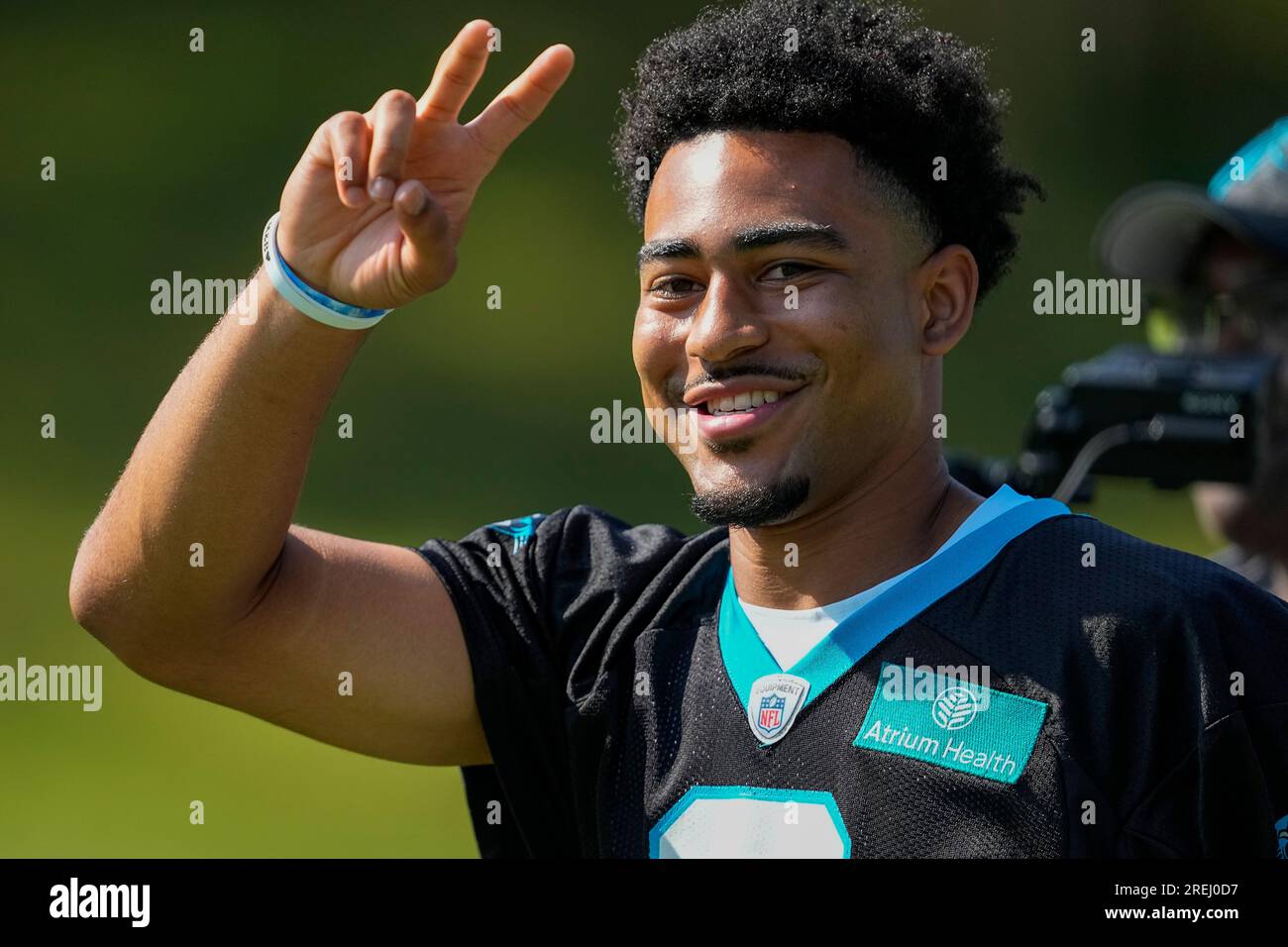 Carolina Panthers quarterback Bryce Young arrives at the NFL football