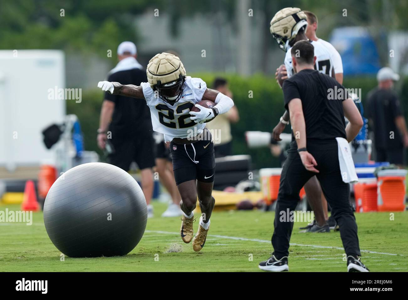 New Orleans Saints wide receiver Rashid Shaheed (22) runs through drills at  the NFL team's football training camp in Metairie, La., Friday, Aug. 4,  2023. (AP Photo/Gerald Herbert Stock Photo - Alamy