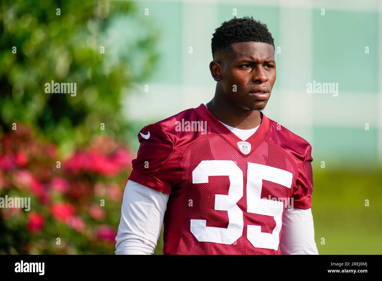 Washington Commanders safety Percy Butler (35) arrives for a NFL football  practice at the team's training facility, Wednesday, July 26, 2023 in  Ashburn, Va. (AP Photo/Alex Brandon Stock Photo - Alamy