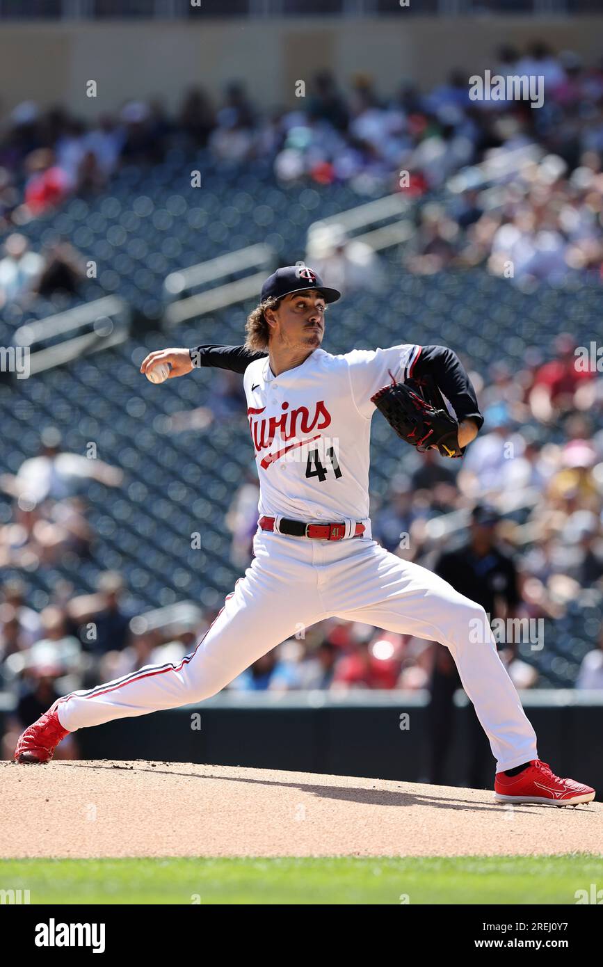 Minnesota Twins pitcher Joe Ryan (41) throws during the first inning of