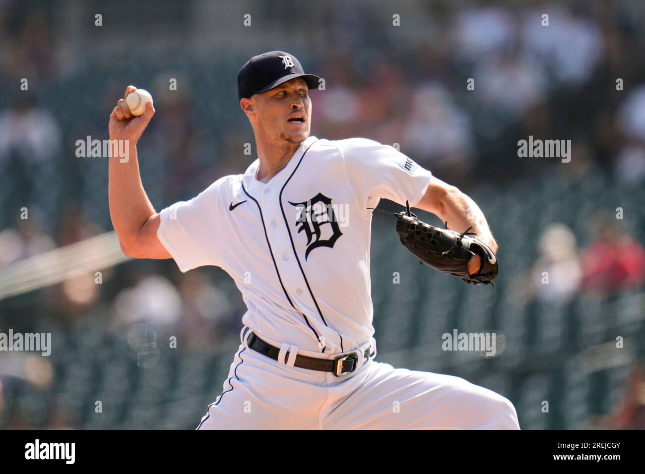 Detroit Tigers pitcher Matt Manning throws against the Los Angeles