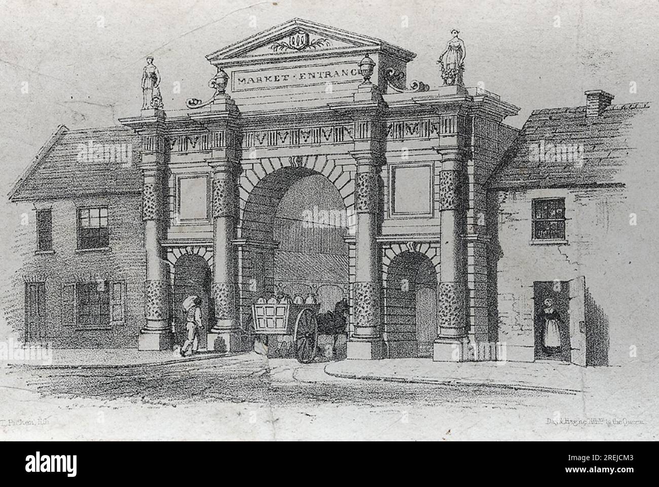 Proposed entrance to Carmarthen Market circa 184- by Thomas Ashburton Picken Stock Photo