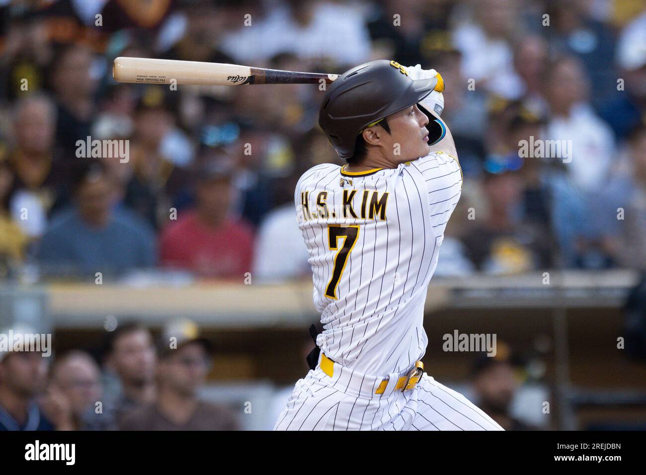 San Diego Padres' Ha-Seong Kim batting during the second inning of