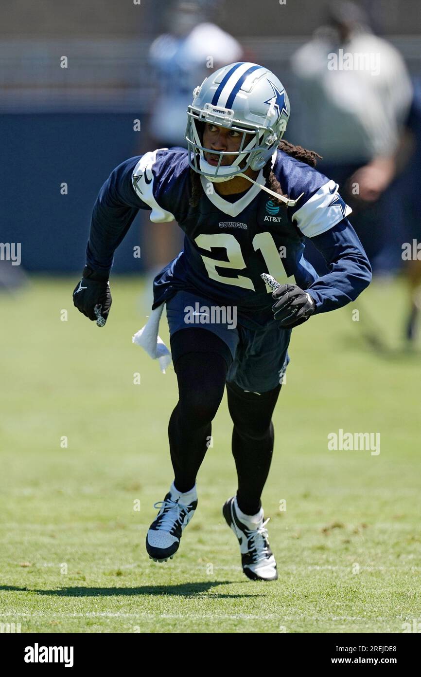 Dallas Cowboys cornerback Stephon Gilmore runs a play during the NFL  football team's training camp Thursday, July 27, 2023, in Oxnard, Calif.  (AP Photo/Mark J. Terrill Stock Photo - Alamy