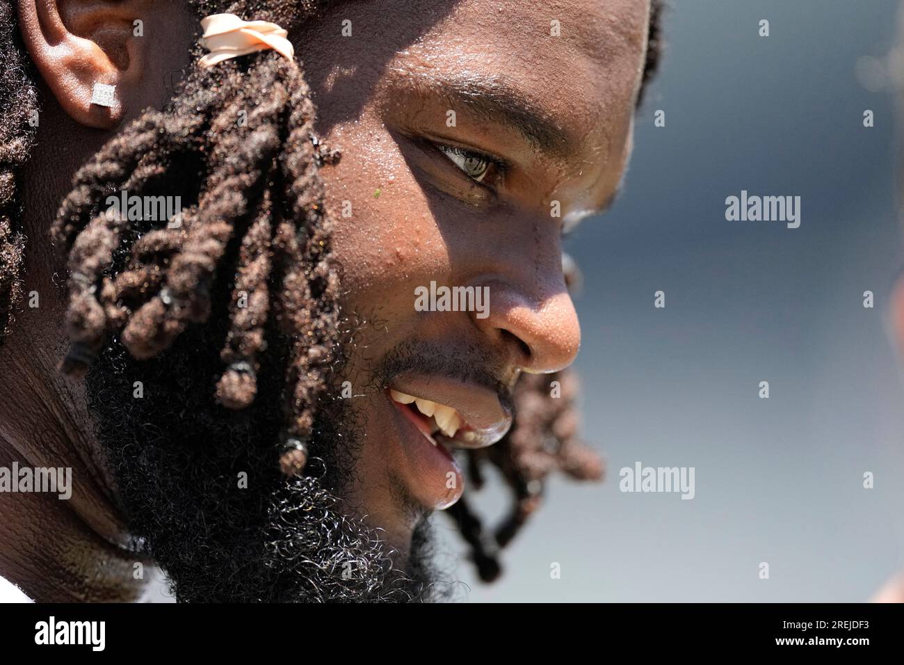 Dallas Cowboys defensive tackle Mazi Smith stands on the field during the  NFL football team's training camp Saturday, July 29, 2023, in Oxnard,  Calif. (AP Photo/Mark J. Terrill Stock Photo - Alamy