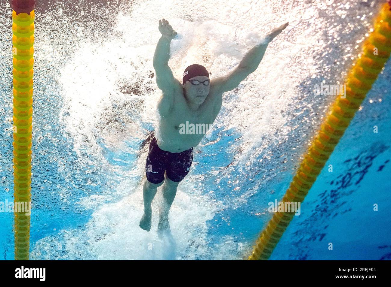 Katsuhiro Matsumoto, of Japan, competes in a men's 100meter butterfly