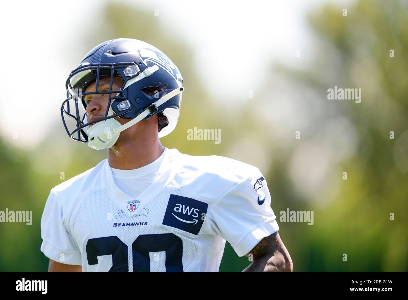 Seattle Seahawks cornerback Chris Steele looks on during the NFL