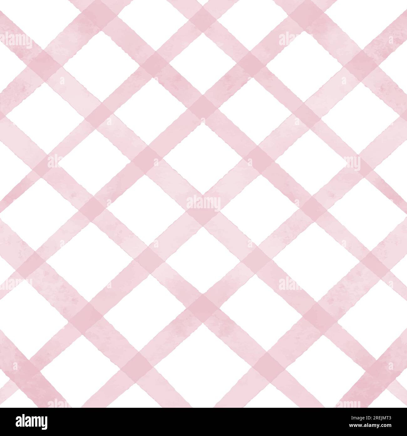 Hand painted pastel pink watercolour checked background design Stock Vector