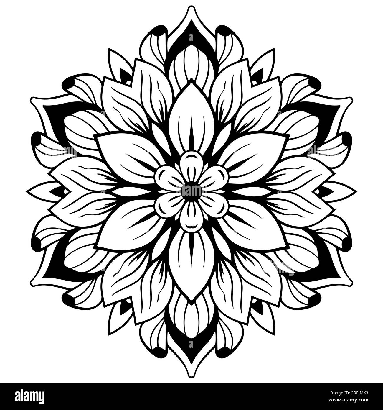Elegant floral mandala design black on white Stock Vector Image & Art ...