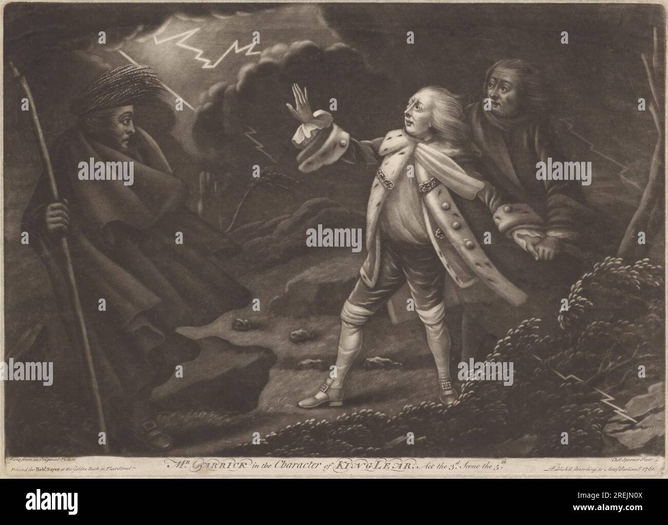 Mr. Garrick in the Character of King Lear - "King Lear", Act III, Scene V 1761 by Charles Spooner Stock Photo