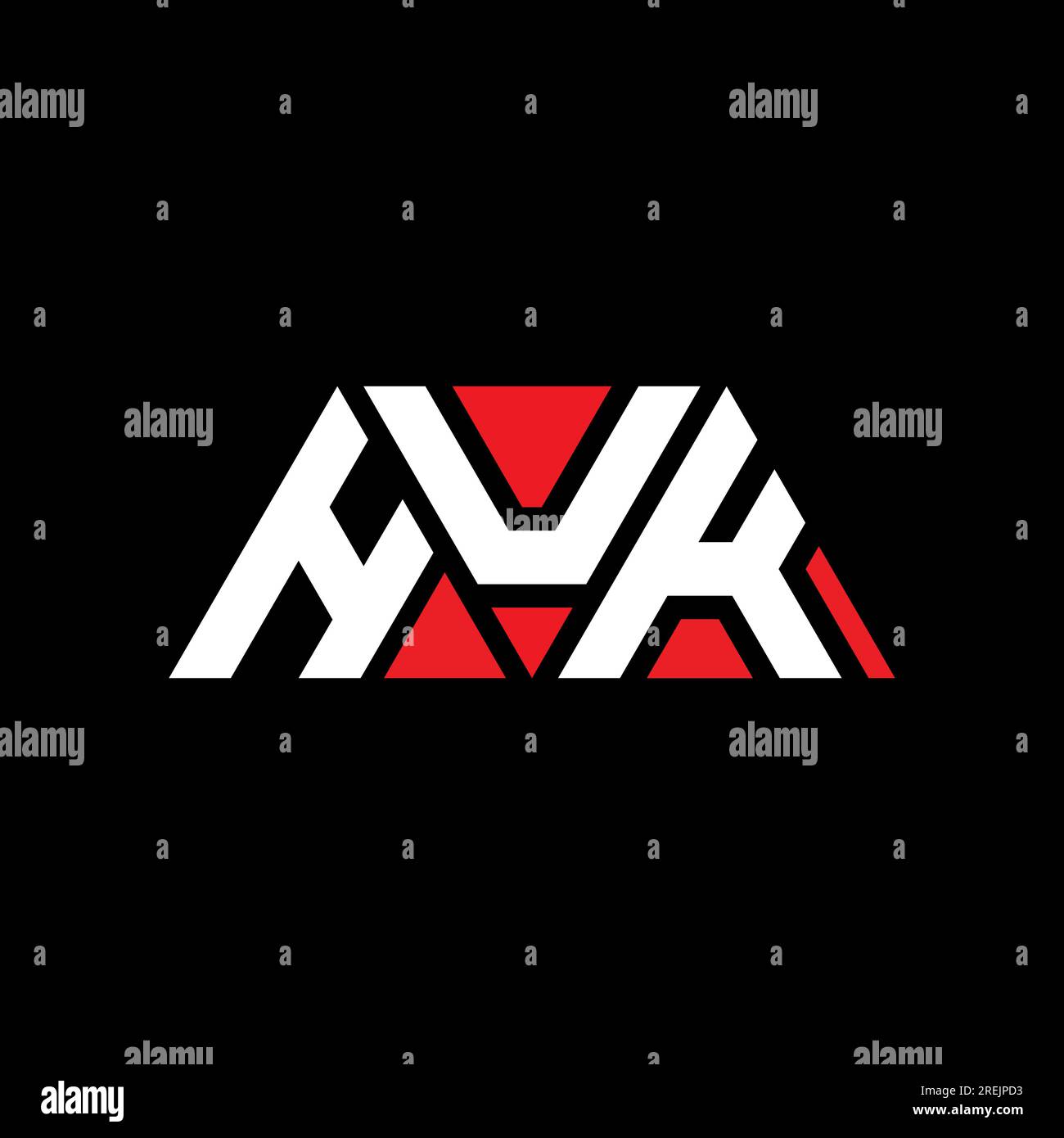 HUK triangle letter logo design with triangle shape. HUK triangle logo