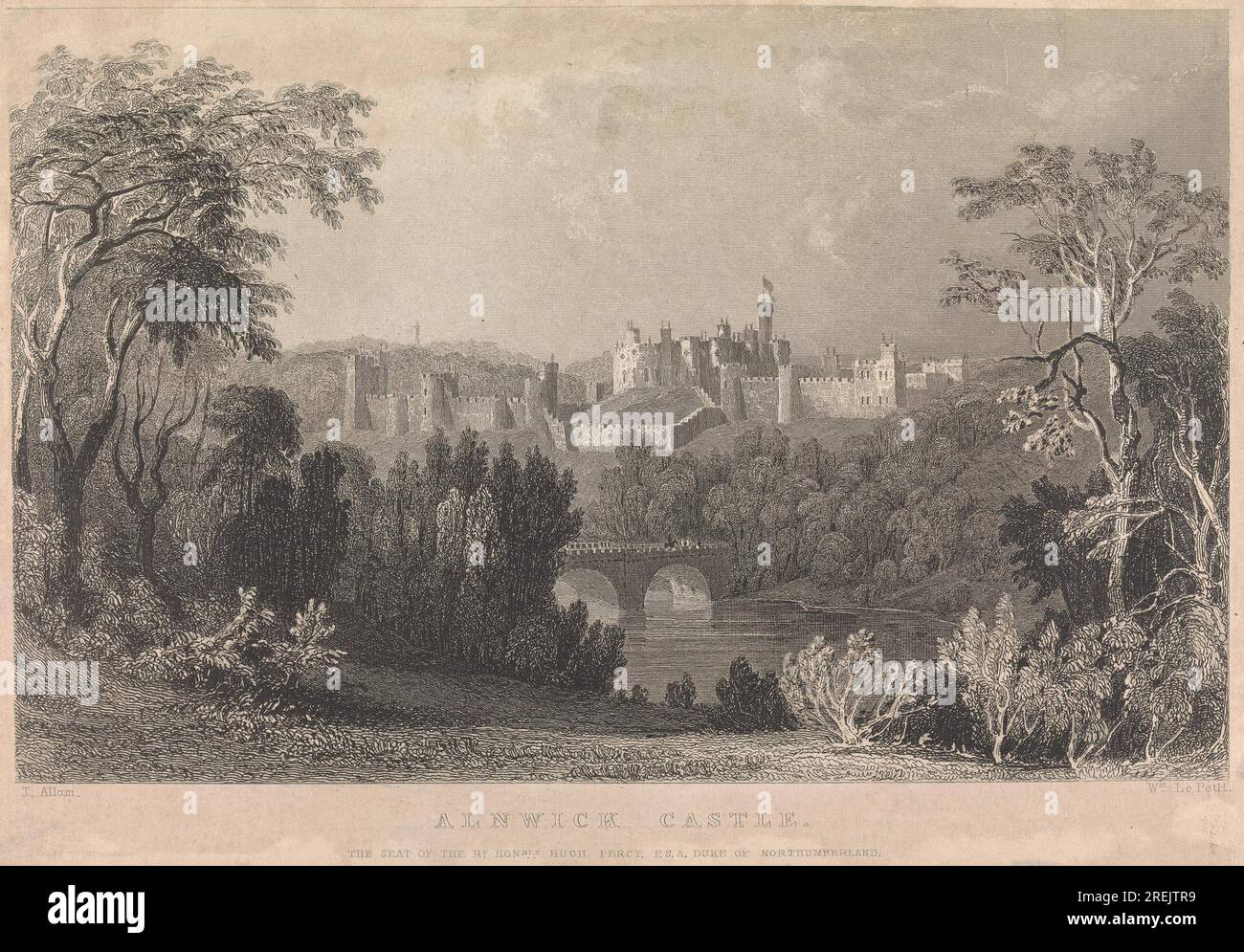 Alnwick Castle the Seat of the Right Honorable Hugh Percy; page 8 (Volume One) by William Alexander Le Petit Stock Photo