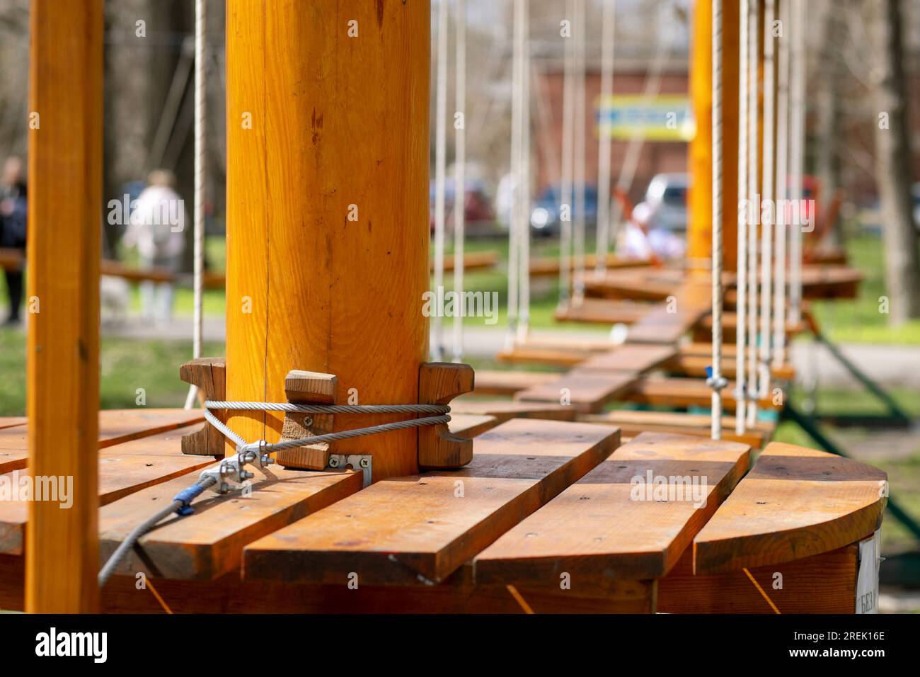 Rope park in the city recreation park , active life style. Rope park.  Stock Photo