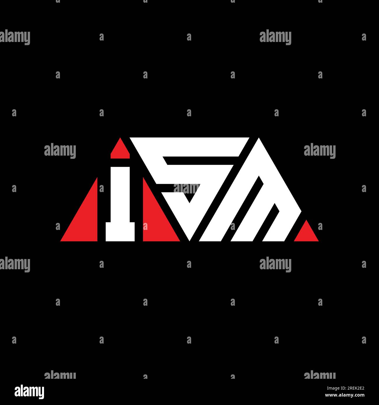 ISM triangle letter logo design with triangle shape. ISM triangle logo design monogram. ISM triangle vector logo template with red color. ISM triangul Stock Vector