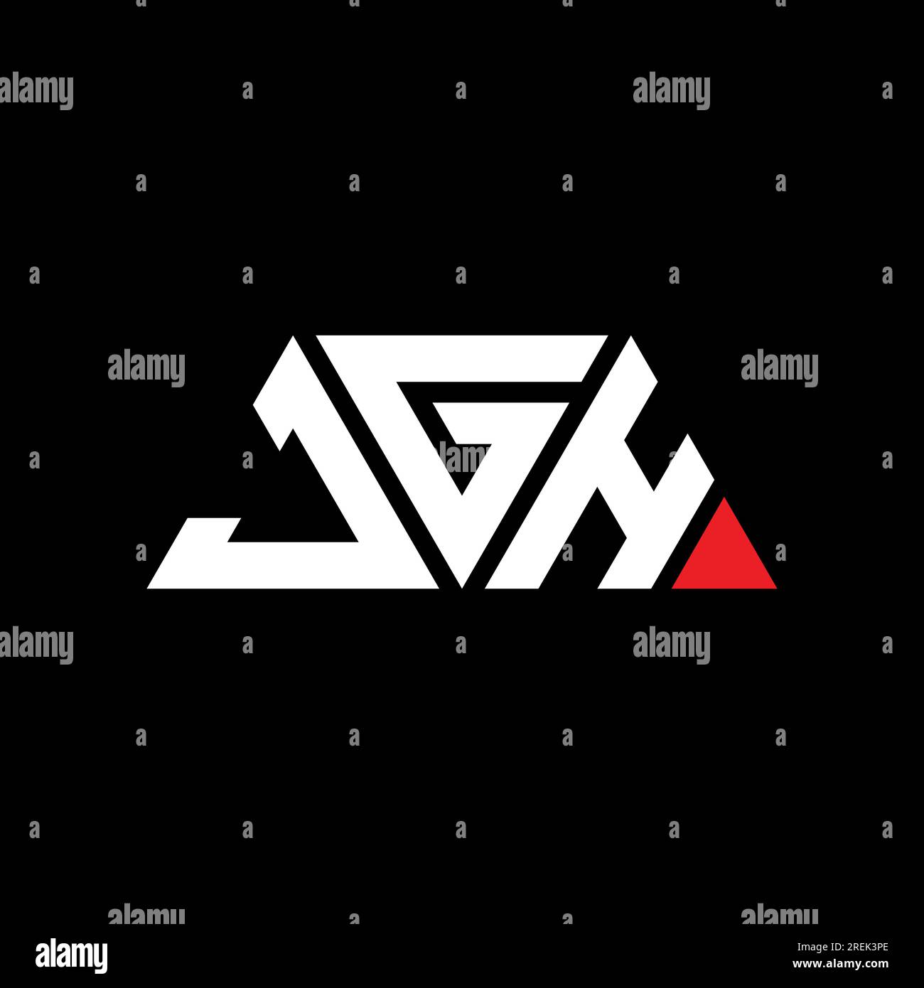 JGH triangle letter logo design with triangle shape. JGH triangle logo design monogram. JGH triangle vector logo template with red color. JGH triangul Stock Vector