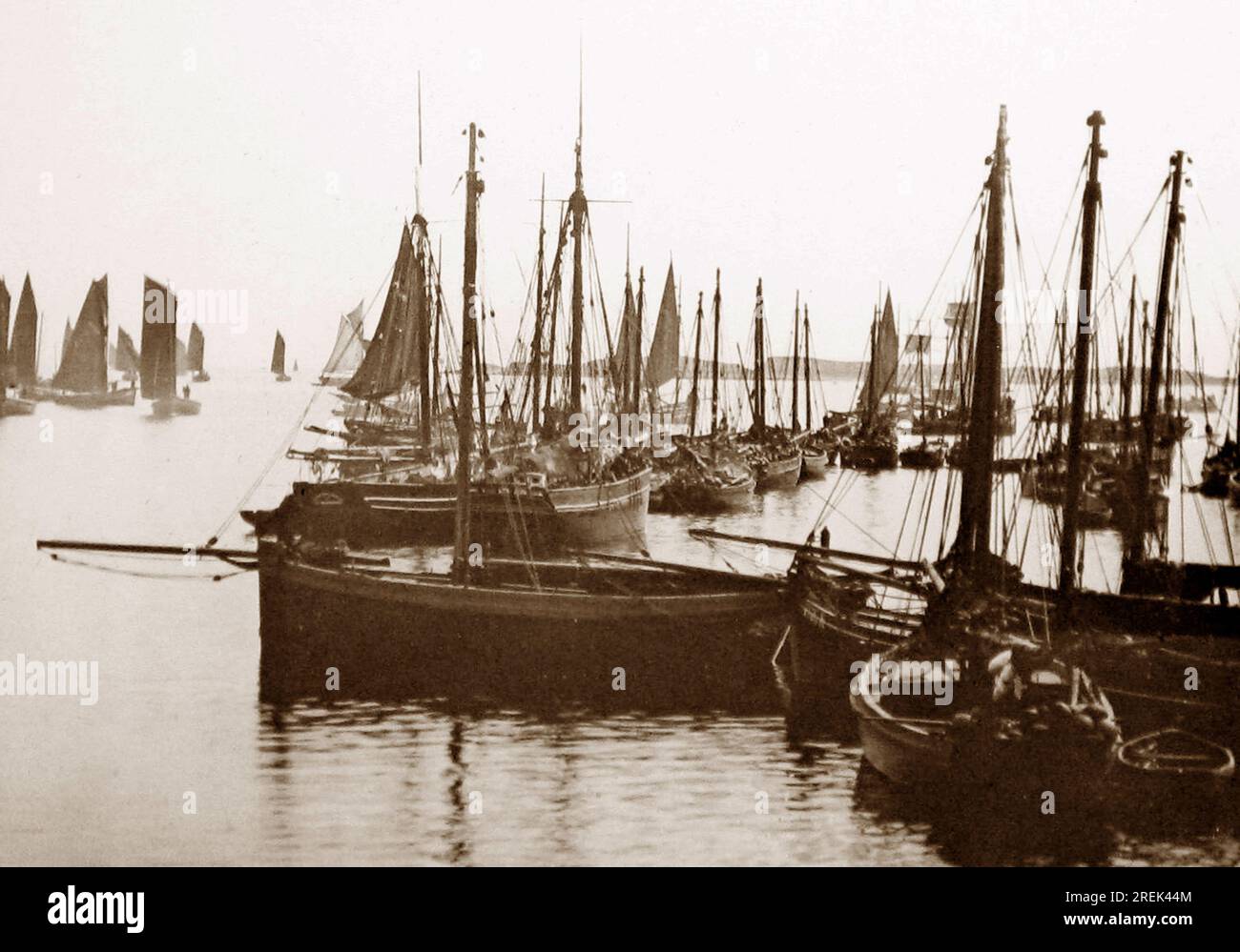 Herring fishing boats, Stornoway, Isle of Lewis, Victorian period Stock Photo