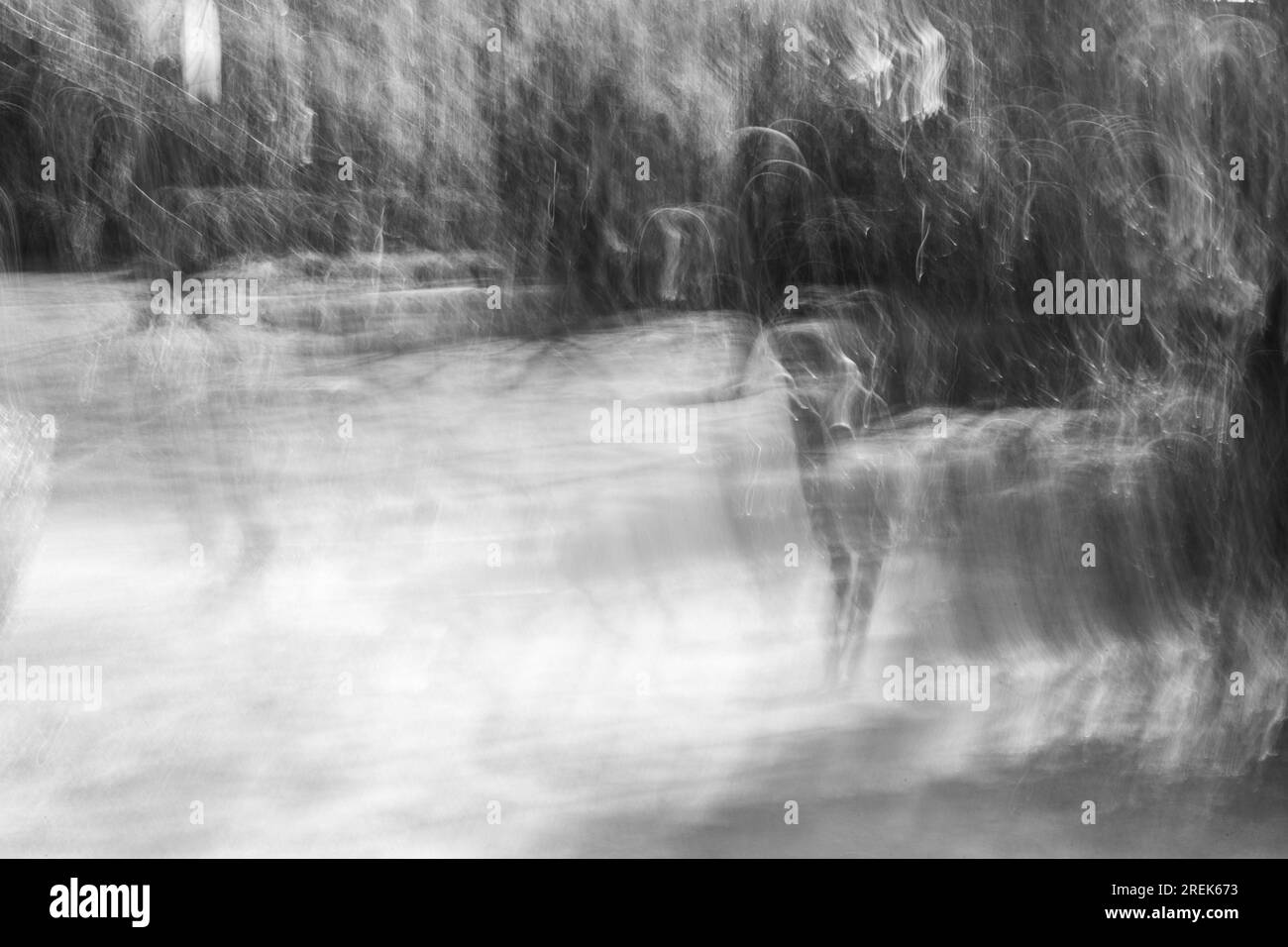 Abstract photography. Deliberately shaken, out of focus, blurred, inconsistently exposed. Creative digitally processed street photography. Stock Photo