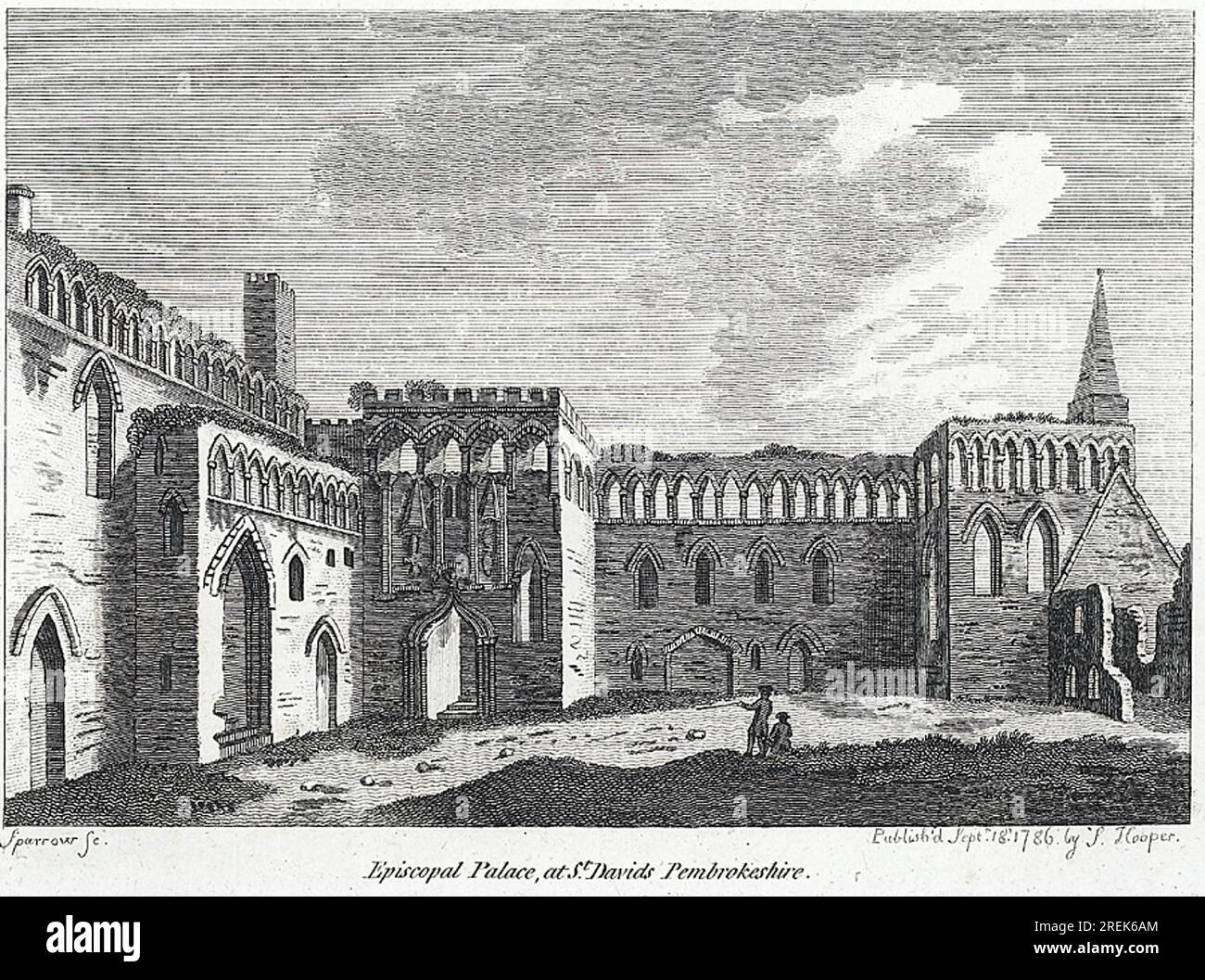 Episcopal palace at St. David's, Pembrokeshire 1786 by Samuel Sparrow Stock Photo