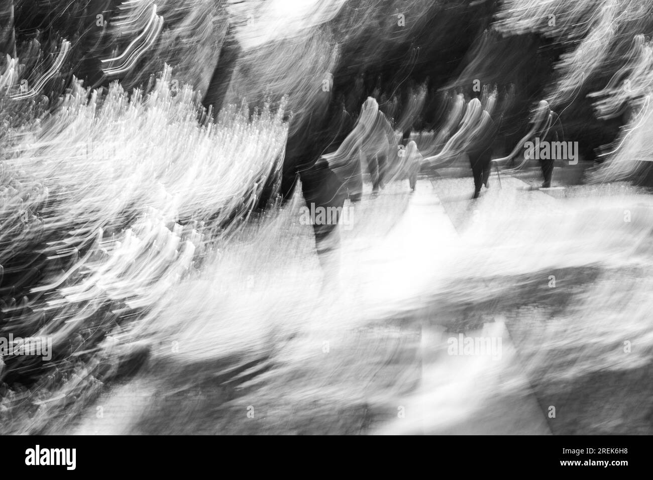 Abstract photography. Deliberately shaken, out of focus, blurred, inconsistently exposed. Creative digitally processed street photography. Stock Photo