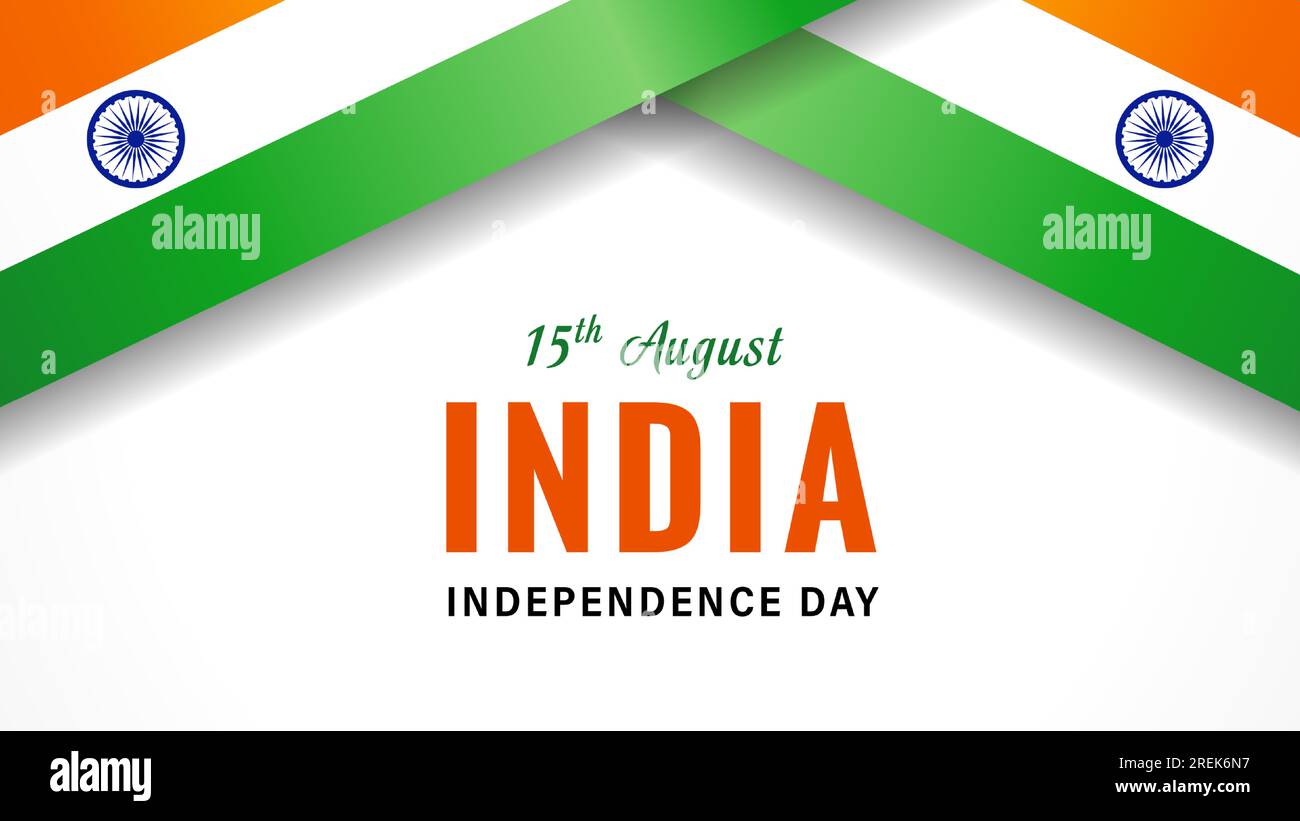 15th August, Idia Independence Day banner with flags. Patriotic Indian national flags for republic holiday. Vector illustration Stock Vector