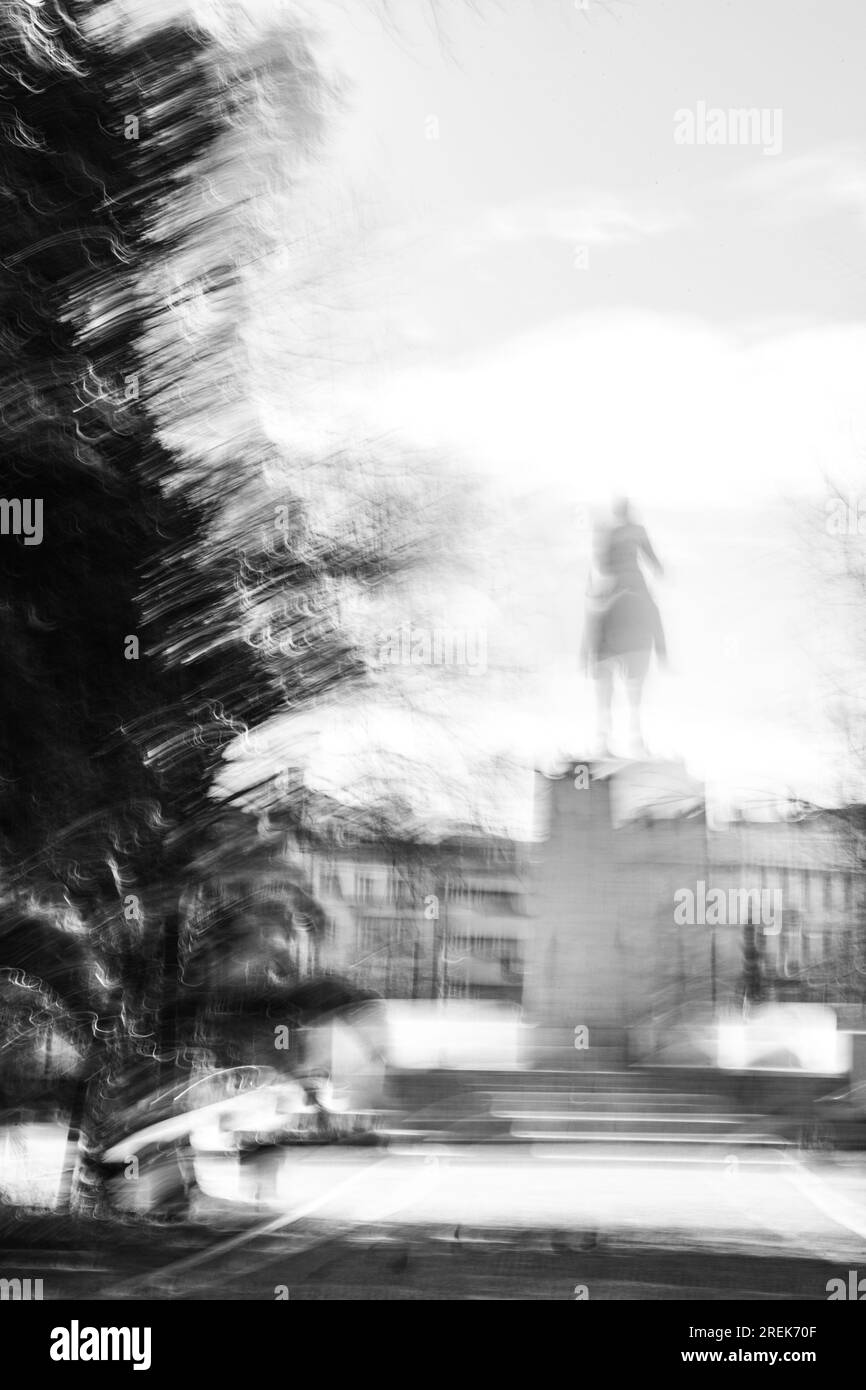 Abstract photography. Deliberately shaken, out of focus, blurred, inconsistently exposed. Creative digitally processed street photography. Stock Photo